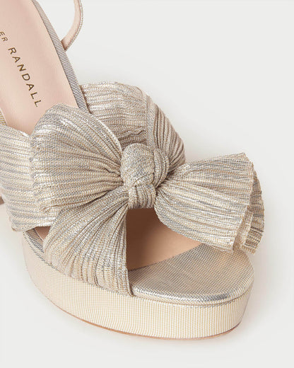 Natalia Platinum Platform Bow Heel