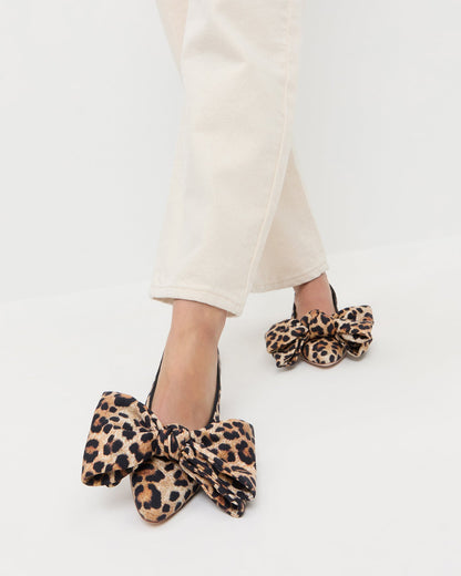 Noa Leopard Jersey Bow Flat
