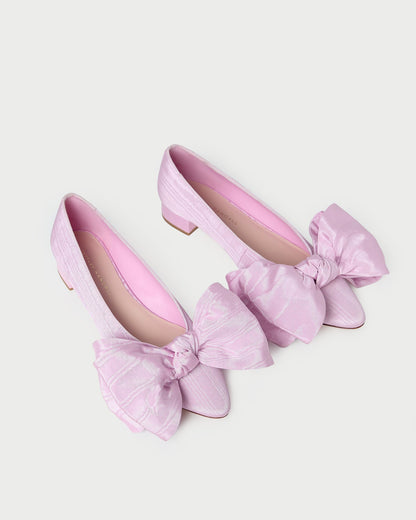 Noa Pink Moiré Bow Flat