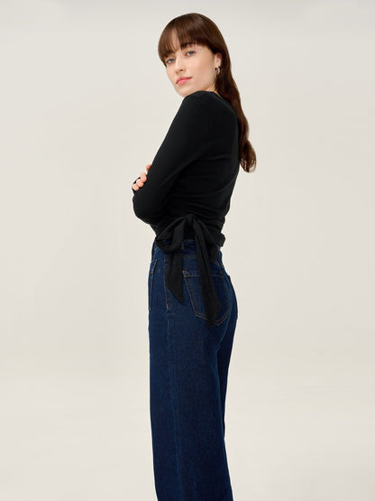 Napeta Ballet Wrap Top in Black