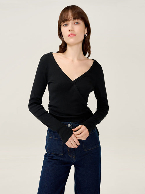 Napeta Ballet Wrap Top in Black
