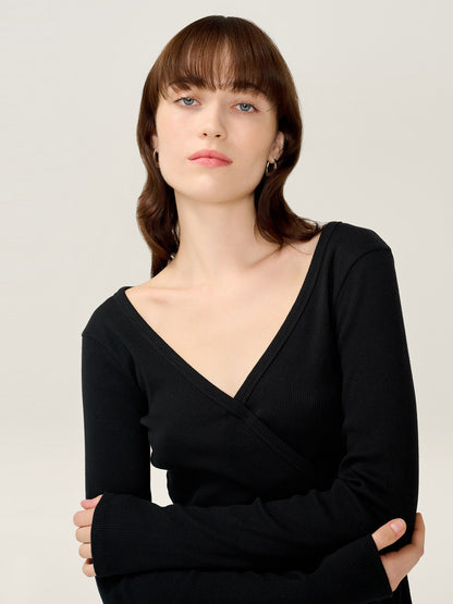 Napeta Ballet Wrap Top in Black