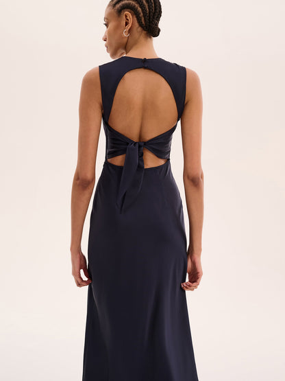 Nova Tie Back Dress in Navy