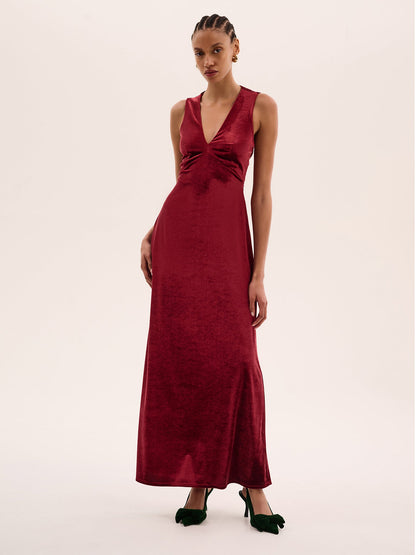 Nova Velvet Dress in Red