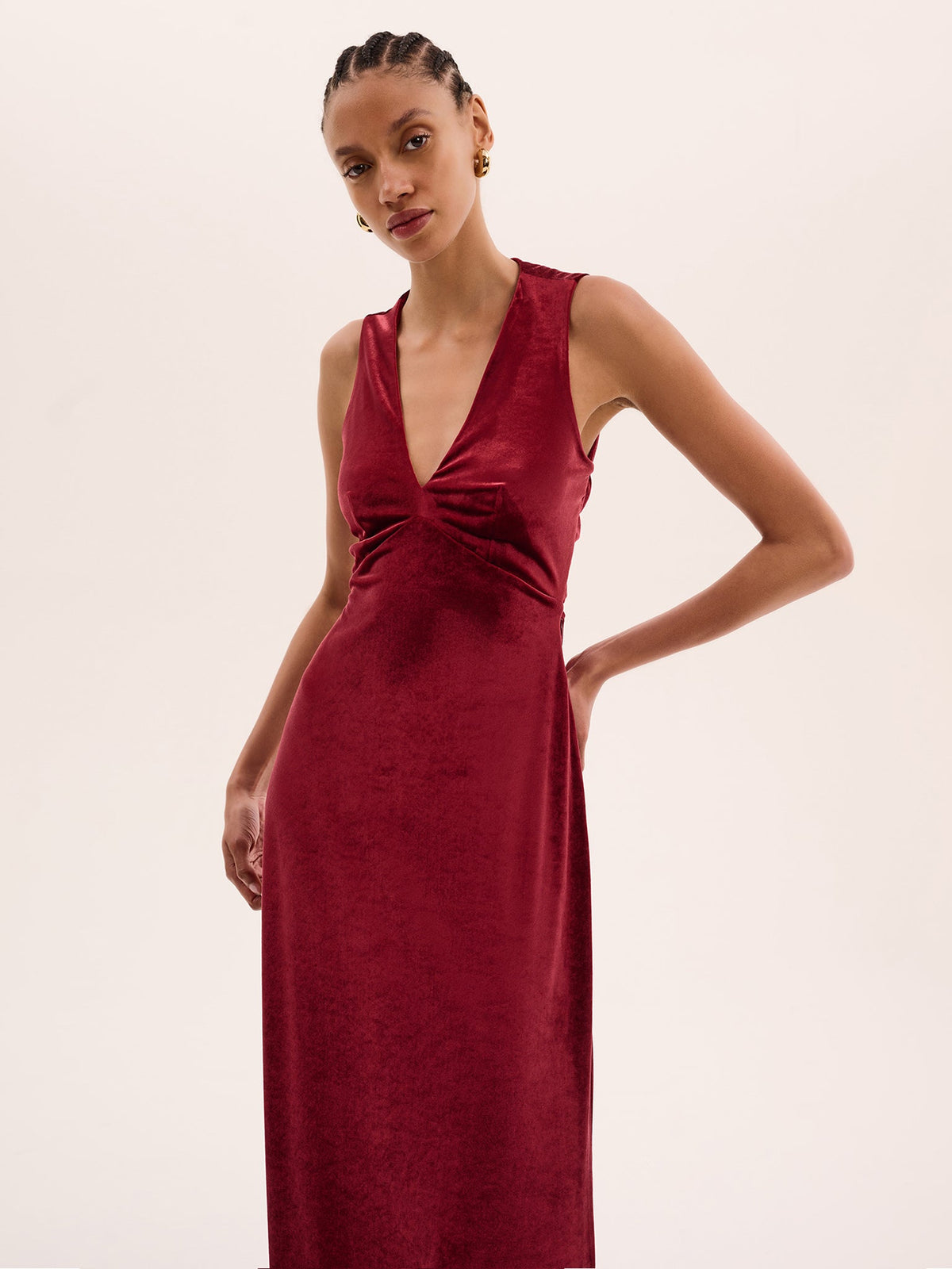 Nova Velvet Dress in Red