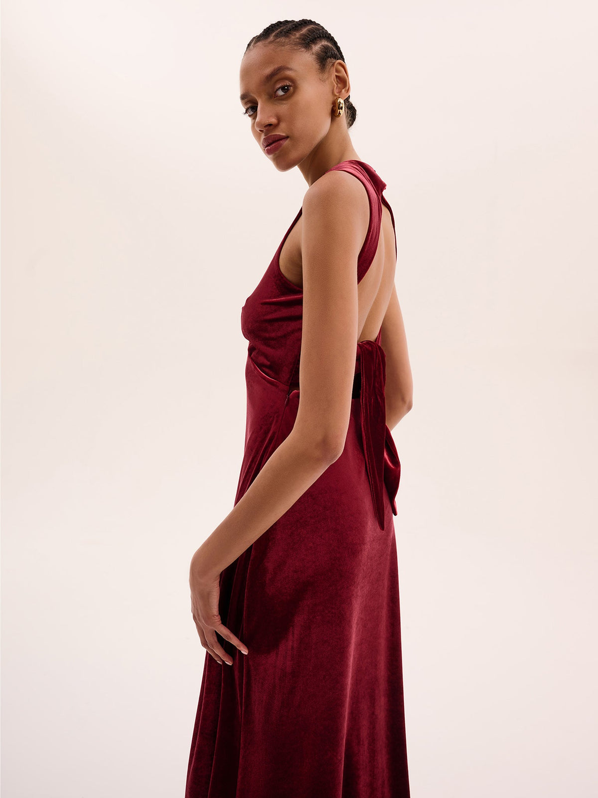 Nova Velvet Dress in Red