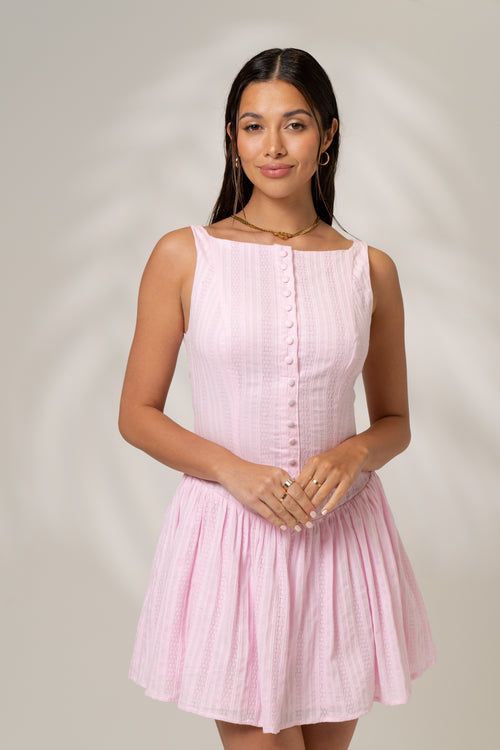 Novie Pink Boat Neck Mini Dress
