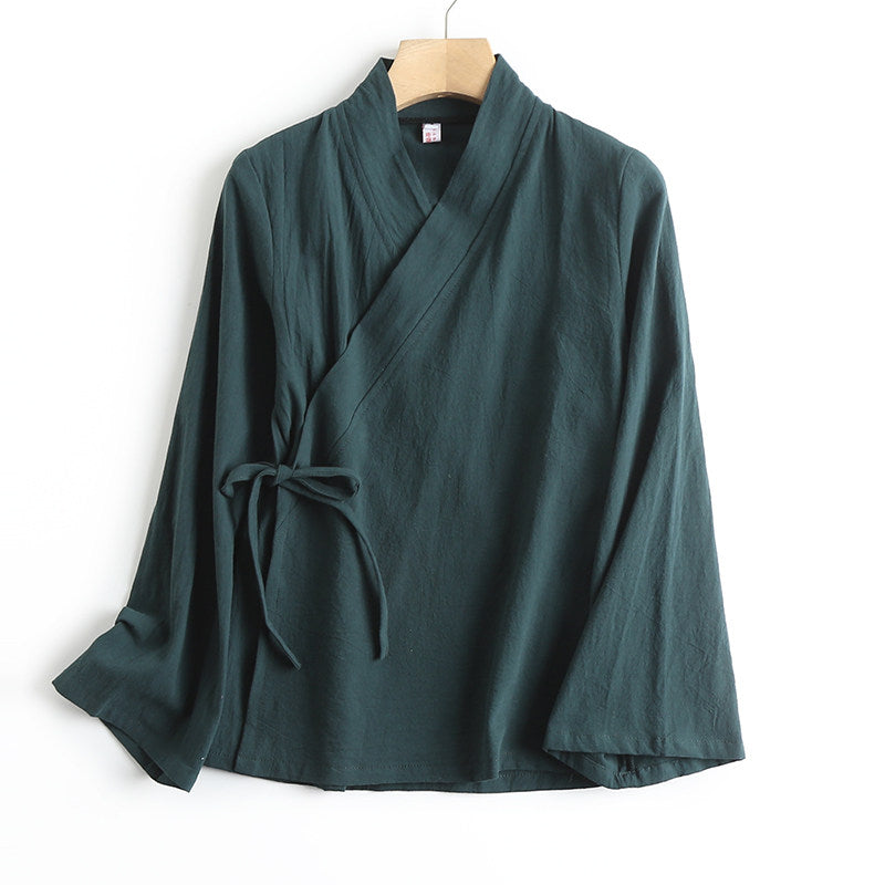 Xiang Shan 香山 Fragrant Hills Unisex Pure Cotton Cross Collar Top