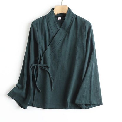 Xiang Shan 香山 Fragrant Hills Unisex Pure Cotton Cross Collar Top