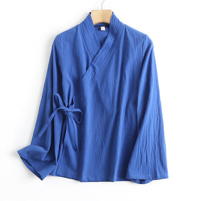 Xiang Shan 香山 Fragrant Hills Unisex Pure Cotton Cross Collar Top