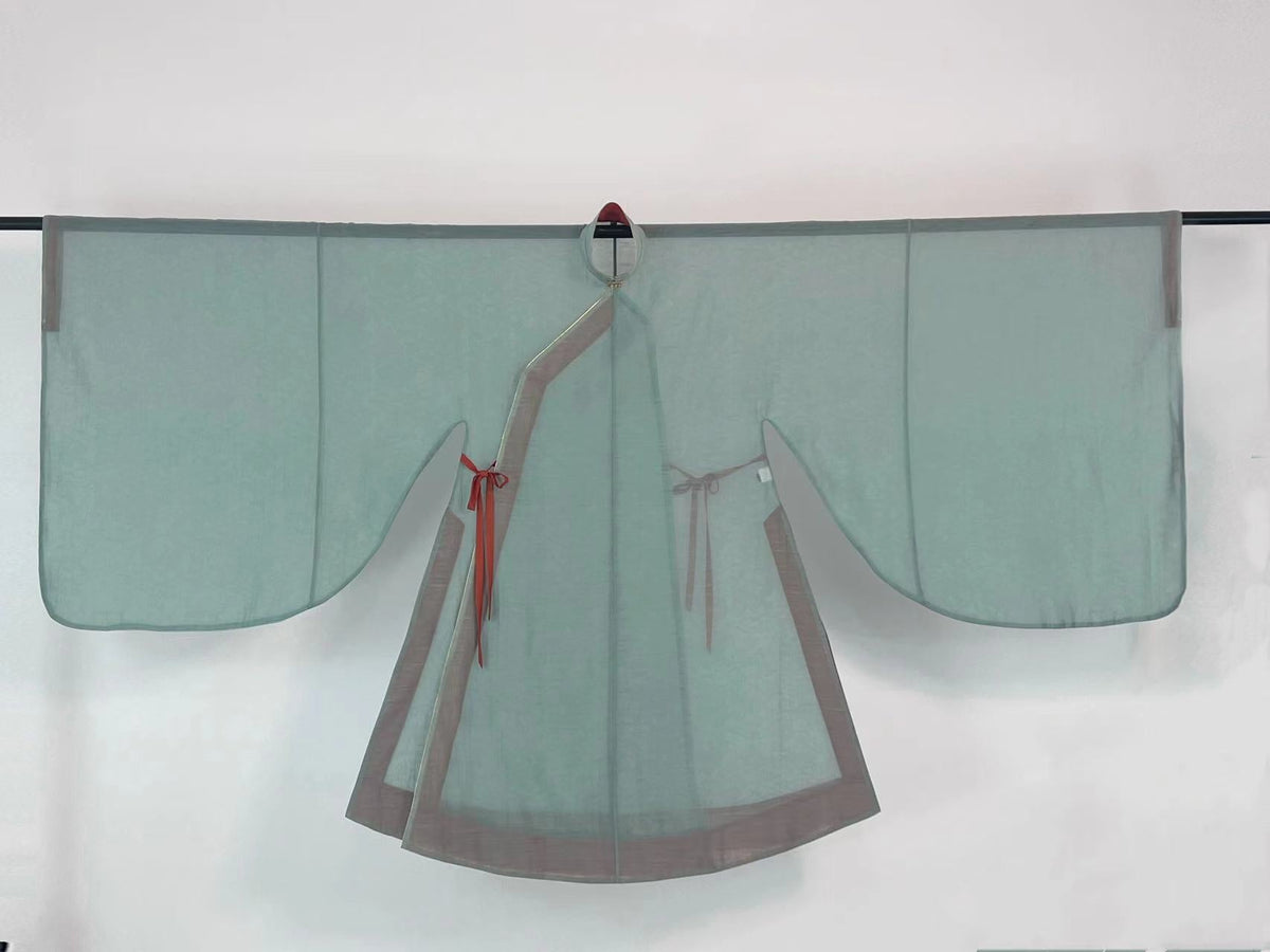 Wei Wei 微微 Faintly Late Ming Xiejin & Duijin Changshan Standing Collar Long Top