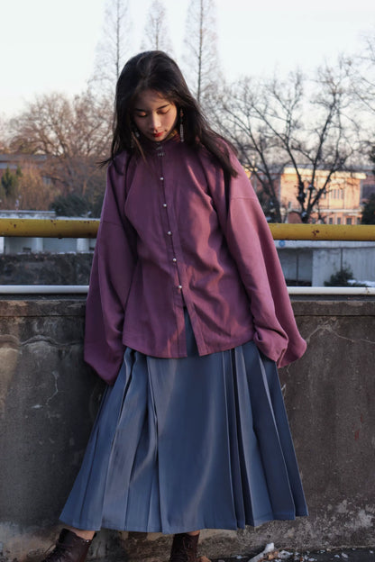 Egg Yolk 熟蛋 Ming Dynasty Contrast Collar Pipa Sleeves Liling Duijin Shirt