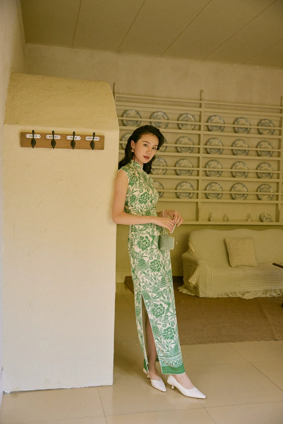 Nan Yang 南洋 Southern Borders 1950s Jungle Print Cap Sleeve Daily Qipao