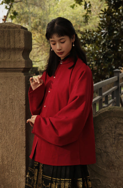 Egg Yolk 熟蛋 Ming Dynasty Contrast Collar Pipa Sleeves Liling Duijin Shirt