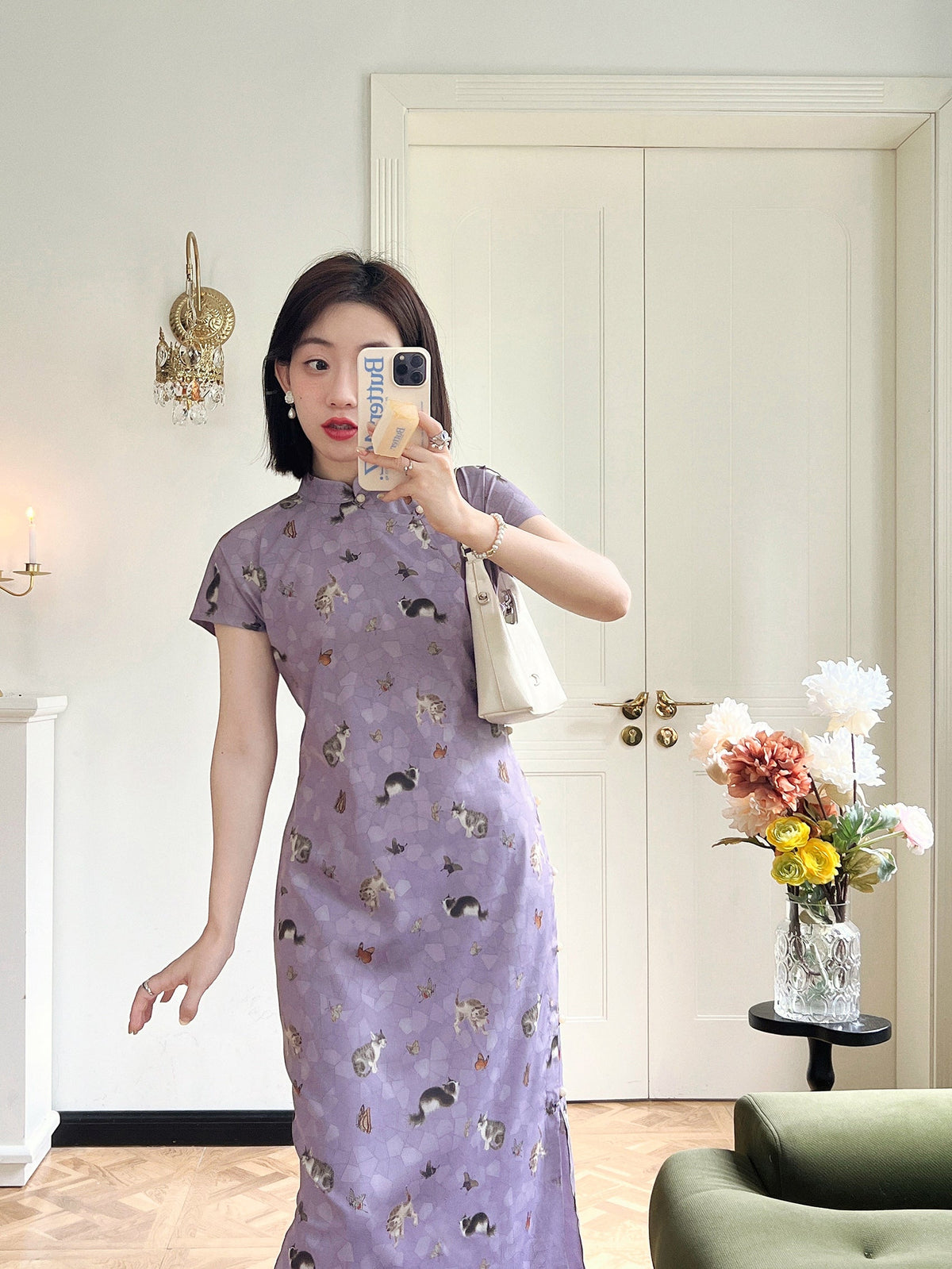 Limao Xidie 狸猫戏蝶 Kitty & Butterfly Modernized Qipao
