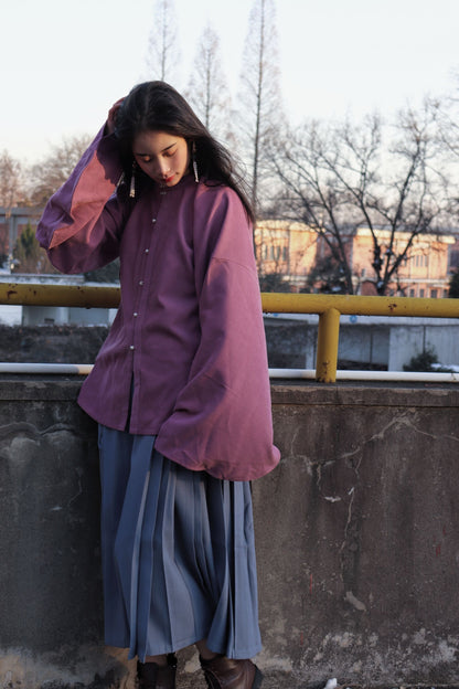 Egg Yolk 熟蛋 Ming Dynasty Contrast Collar Pipa Sleeves Liling Duijin Shirt