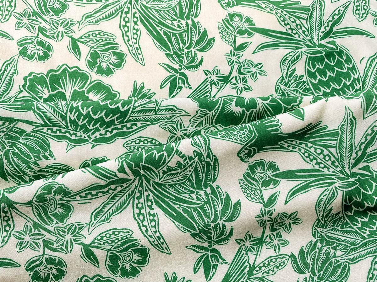 Nan Yang 南洋 Southern Borders 1950s Jungle Print Cap Sleeve Daily Qipao