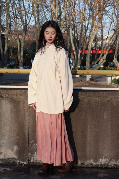 Egg Yolk 熟蛋 Ming Dynasty Contrast Collar Pipa Sleeves Liling Duijin Shirt