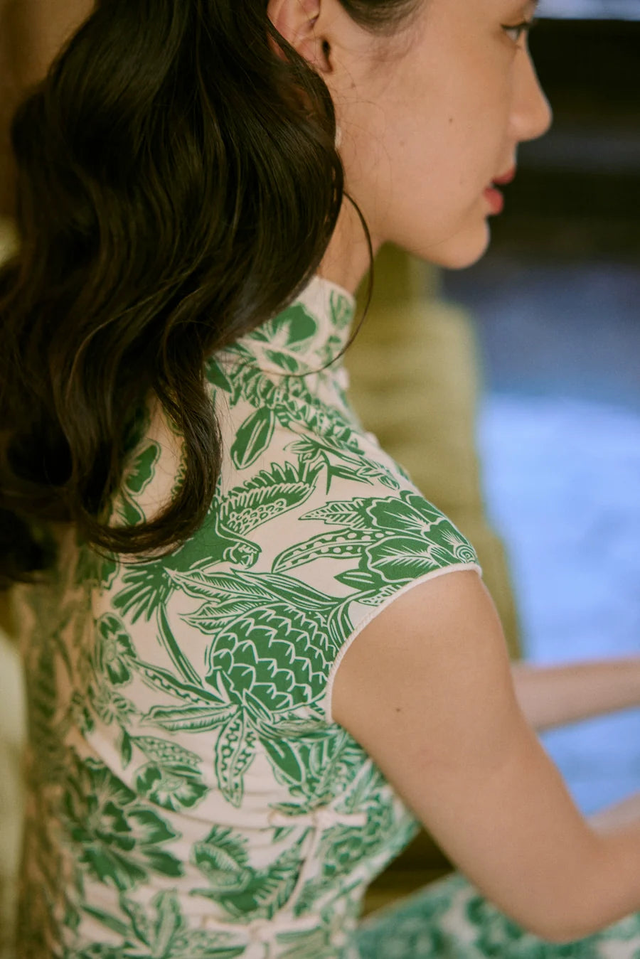 Nan Yang 南洋 Southern Borders 1950s Jungle Print Cap Sleeve Daily Qipao