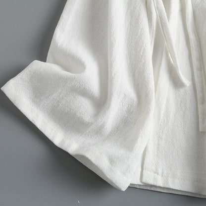 Xiang Shan 香山 Fragrant Hills Unisex Pure Cotton Cross Collar Top