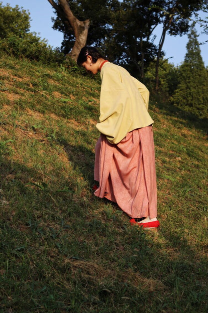 Egg Yolk 熟蛋 Ming Dynasty Contrast Collar Pipa Sleeves Liling Duijin Shirt