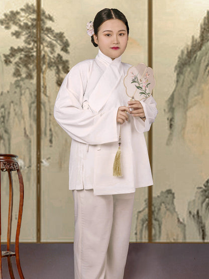 Zhong Yi 中衣 Plus Size Hanfu Cross Collar & Pants Undergarments