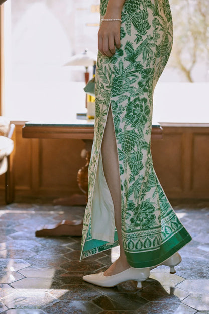 Nan Yang 南洋 Southern Borders 1950s Jungle Print Cap Sleeve Daily Qipao