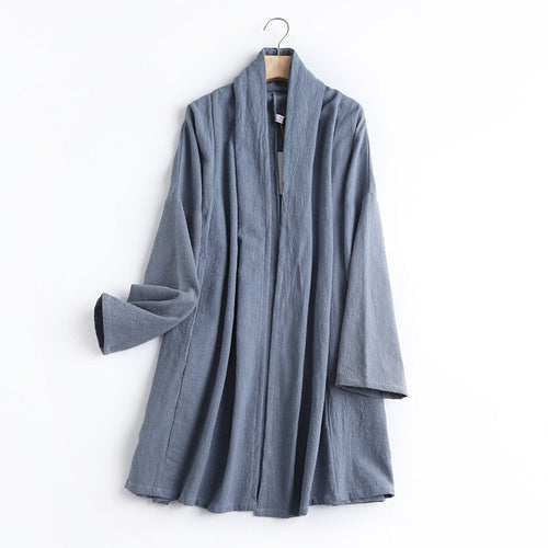Wu Ji 无迹 Leave No Trace Song & Ming Unisex Cotton Linen Parallel Panel Long Cardigan