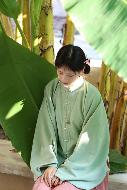 Egg Yolk 熟蛋 Ming Dynasty Contrast Collar Pipa Sleeves Liling Duijin Shirt