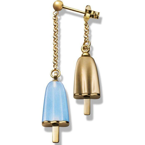 AMBROSINI JEWELS -  ORECCHINI doppi ARGENTO 925° ghiacciolo finitura rosé pietra azzurra
