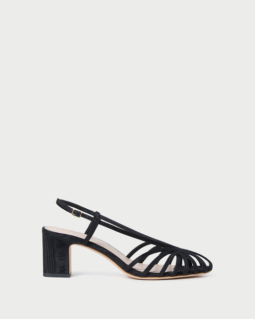 Priscilla Black Moiré Heeled Sandal