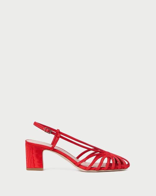 Priscilla Red Moiré Heeled Sandal