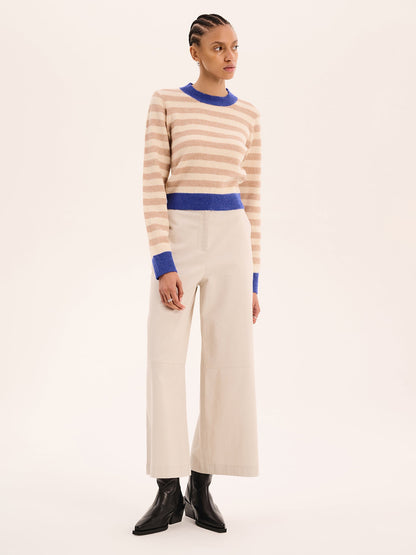 Pia Stripe Jumper in Cream stripe