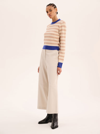 Pia Stripe Jumper in Cream stripe
