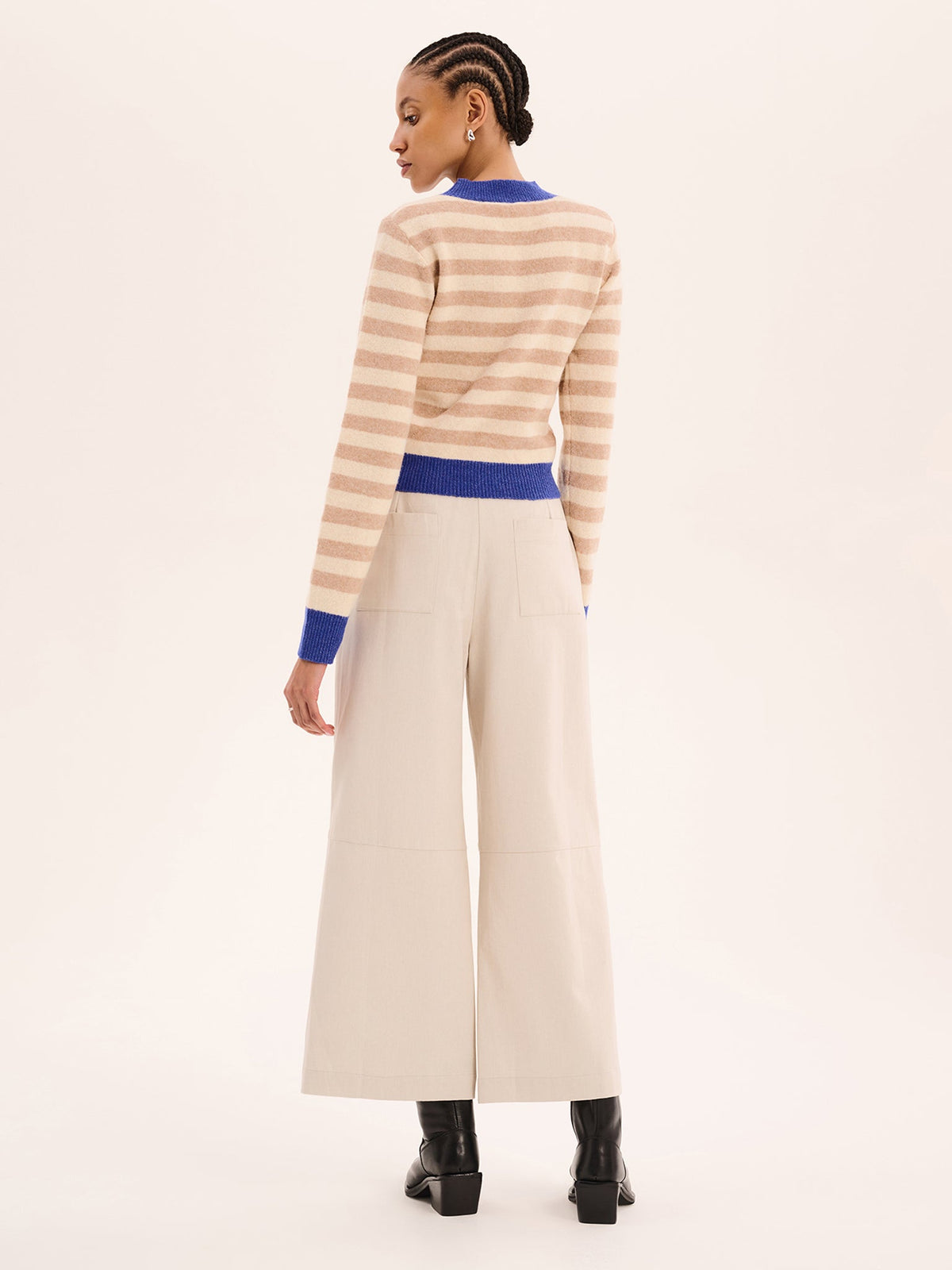 Pia Stripe Jumper in Cream stripe