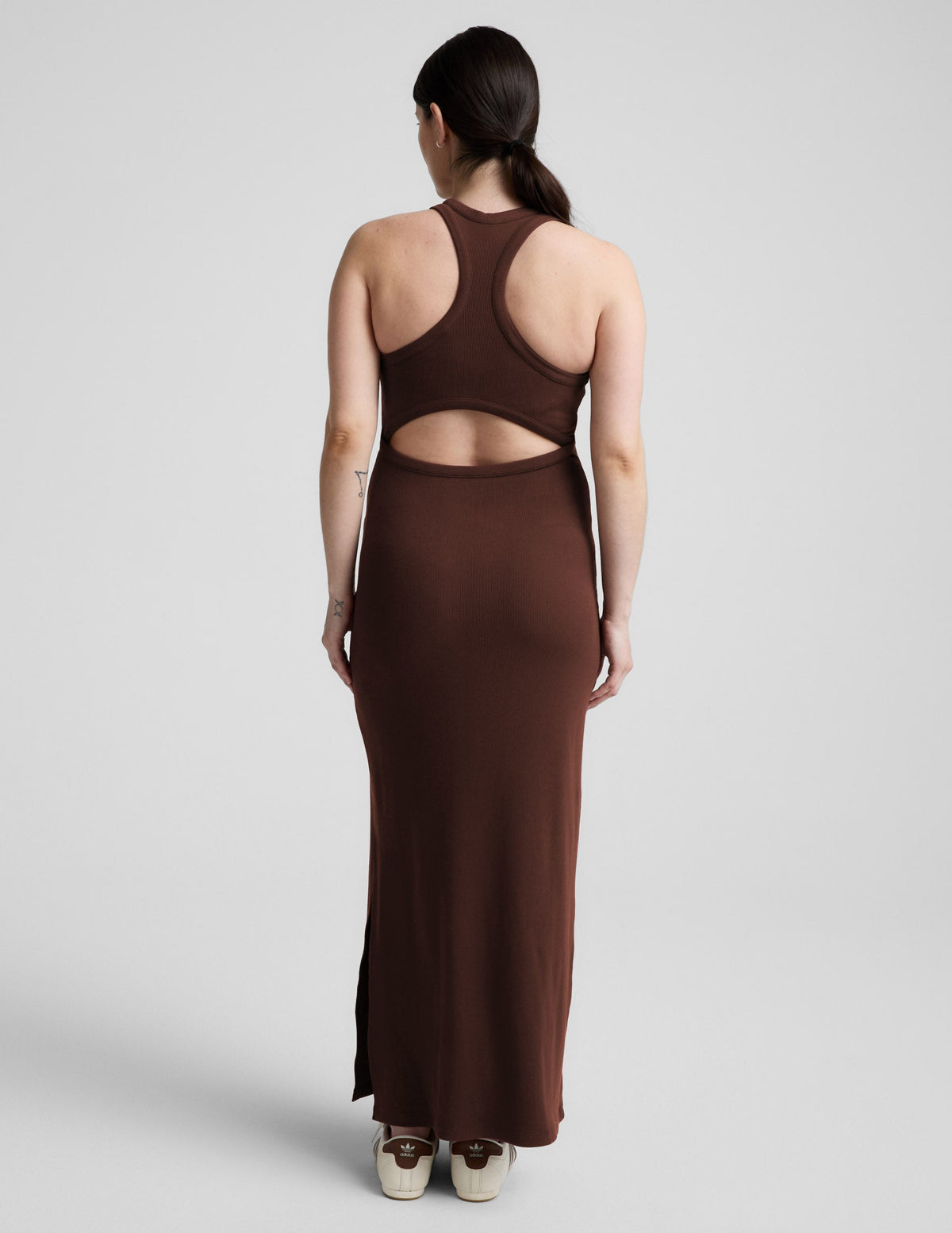 Ribbed High Neck Maxi Dress
