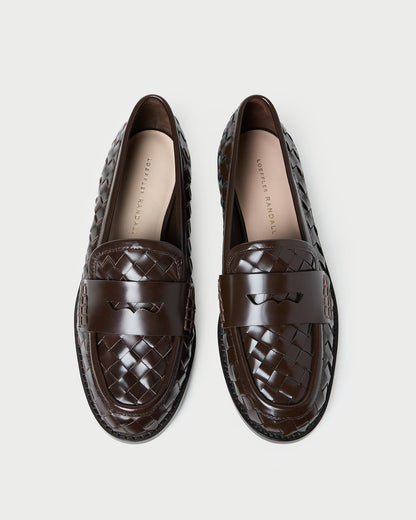 Rachel Espresso Woven Leather Loafer