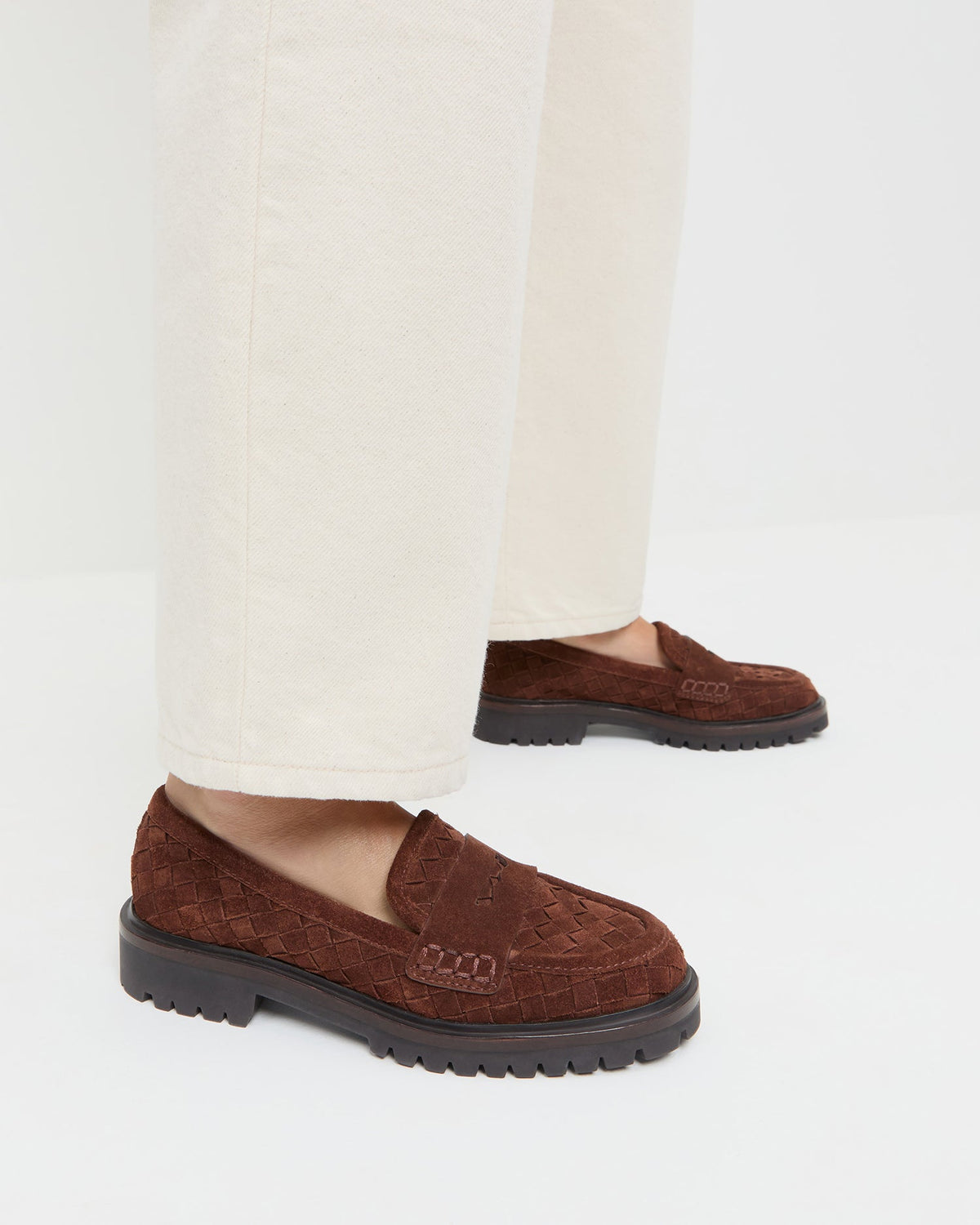 Rina Espresso Woven Suede Loafer