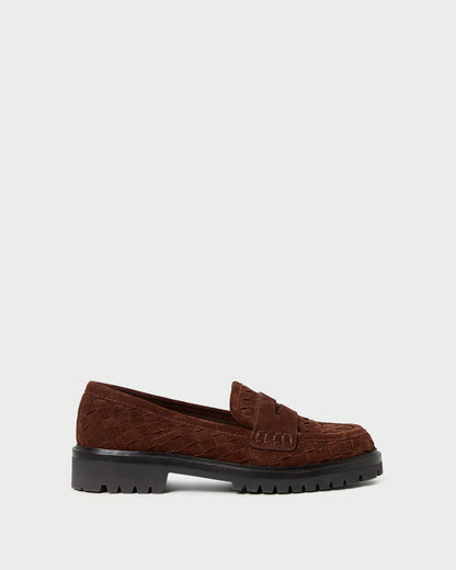 Rina Espresso Woven Suede Loafer