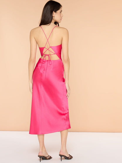 Riviera Midi Dress in Cerise
