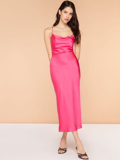 Riviera Midi Dress in Cerise