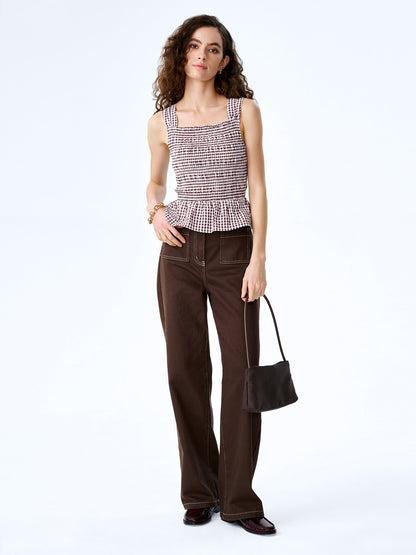 Rain Top in Chocolate/Cream Gingham