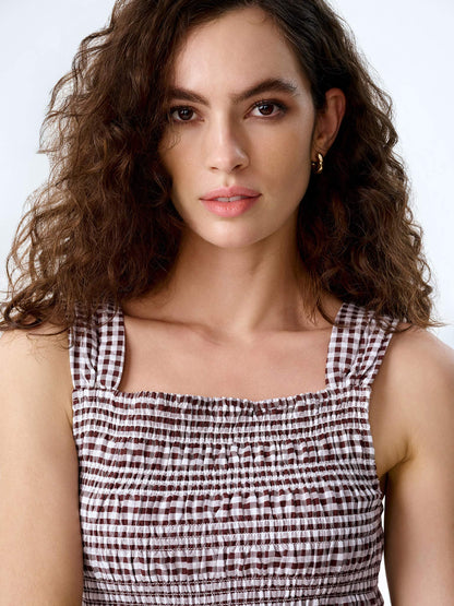 Rain Top in Chocolate/Cream Gingham