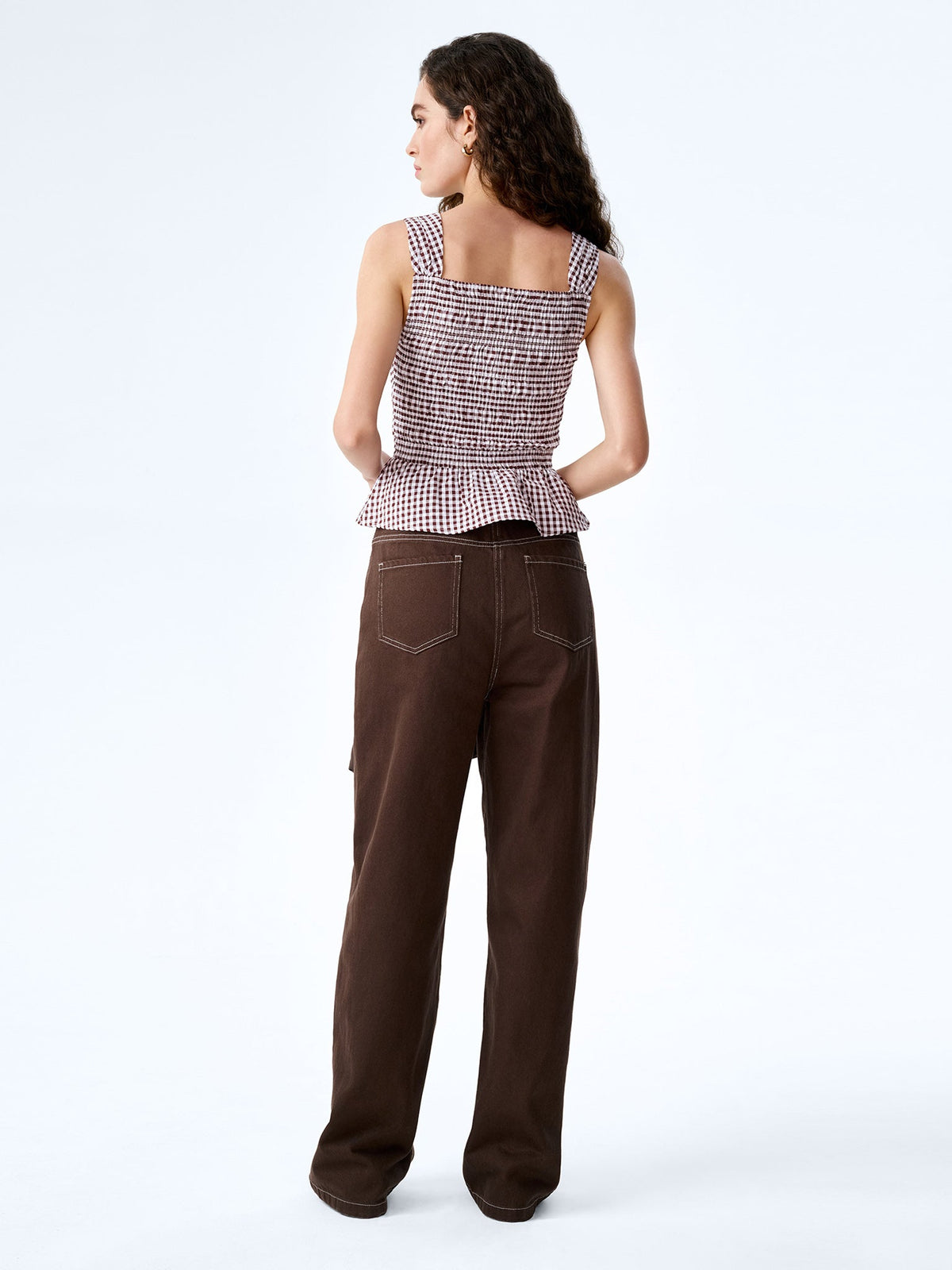 Rain Top in Chocolate/Cream Gingham