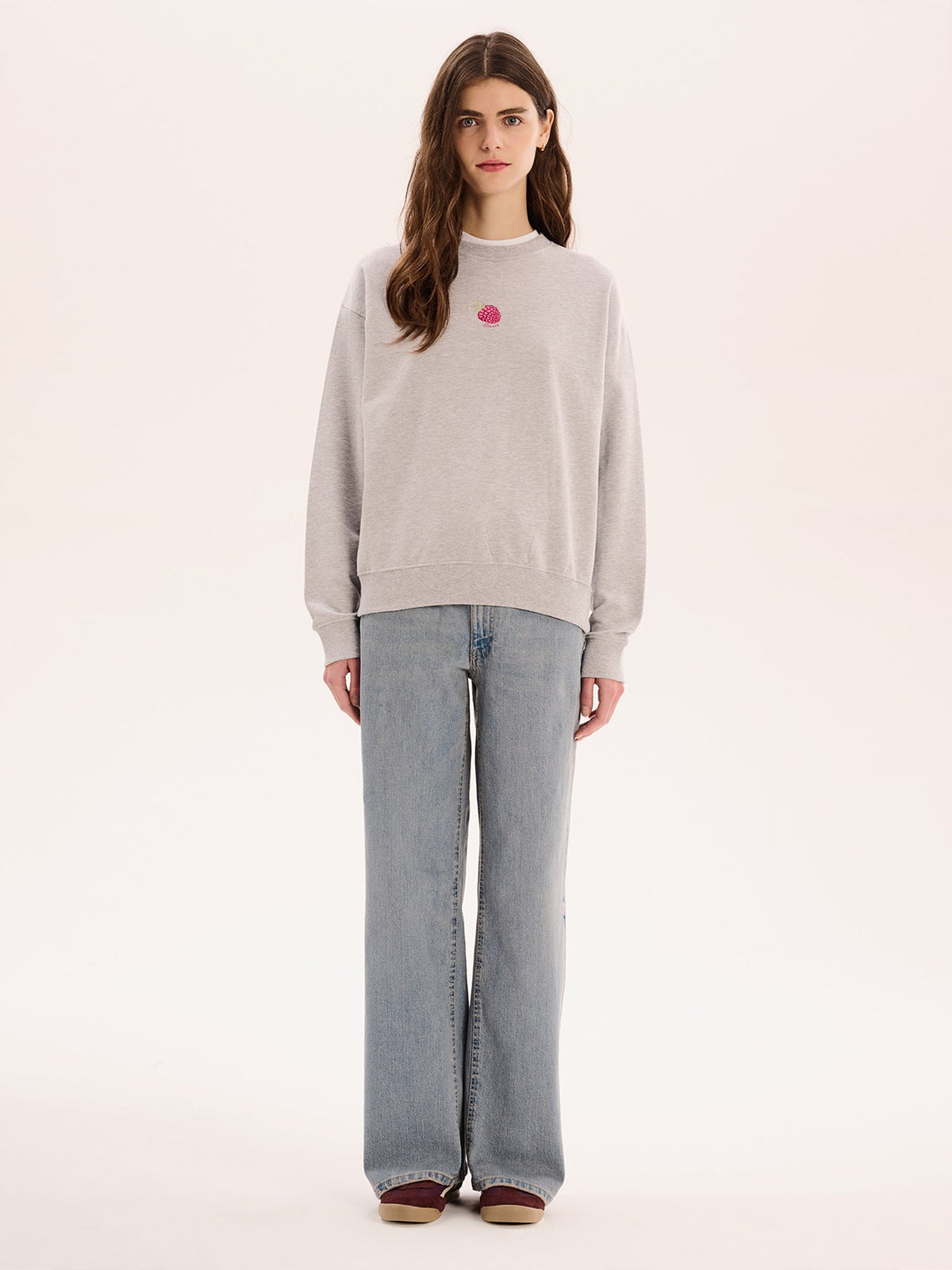 Raspberry Sweatshirt in Grey Marl