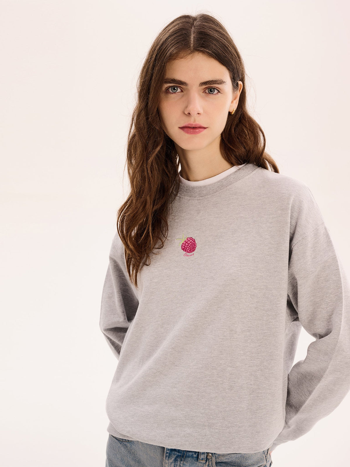 Raspberry Sweatshirt in Grey Marl