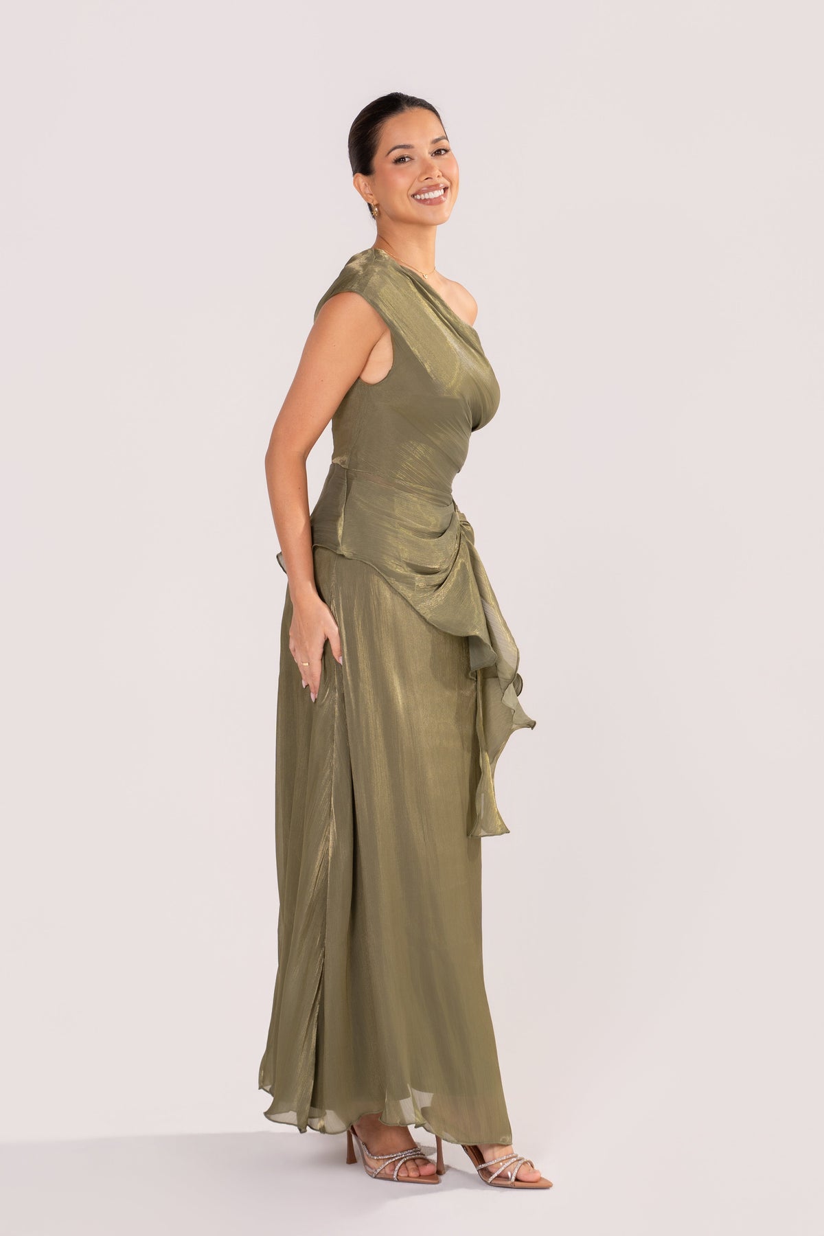 Renata Green Shimmer Drop Shoulder Top & Maxi Skirt