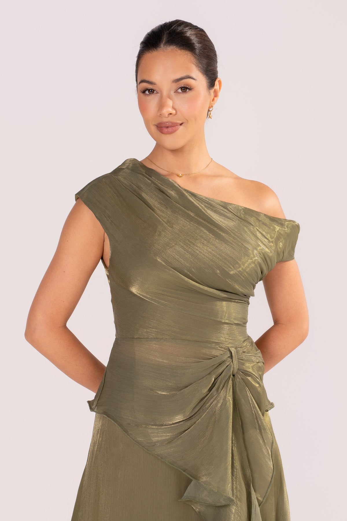 Renata Green Shimmer Drop Shoulder Top & Maxi Skirt