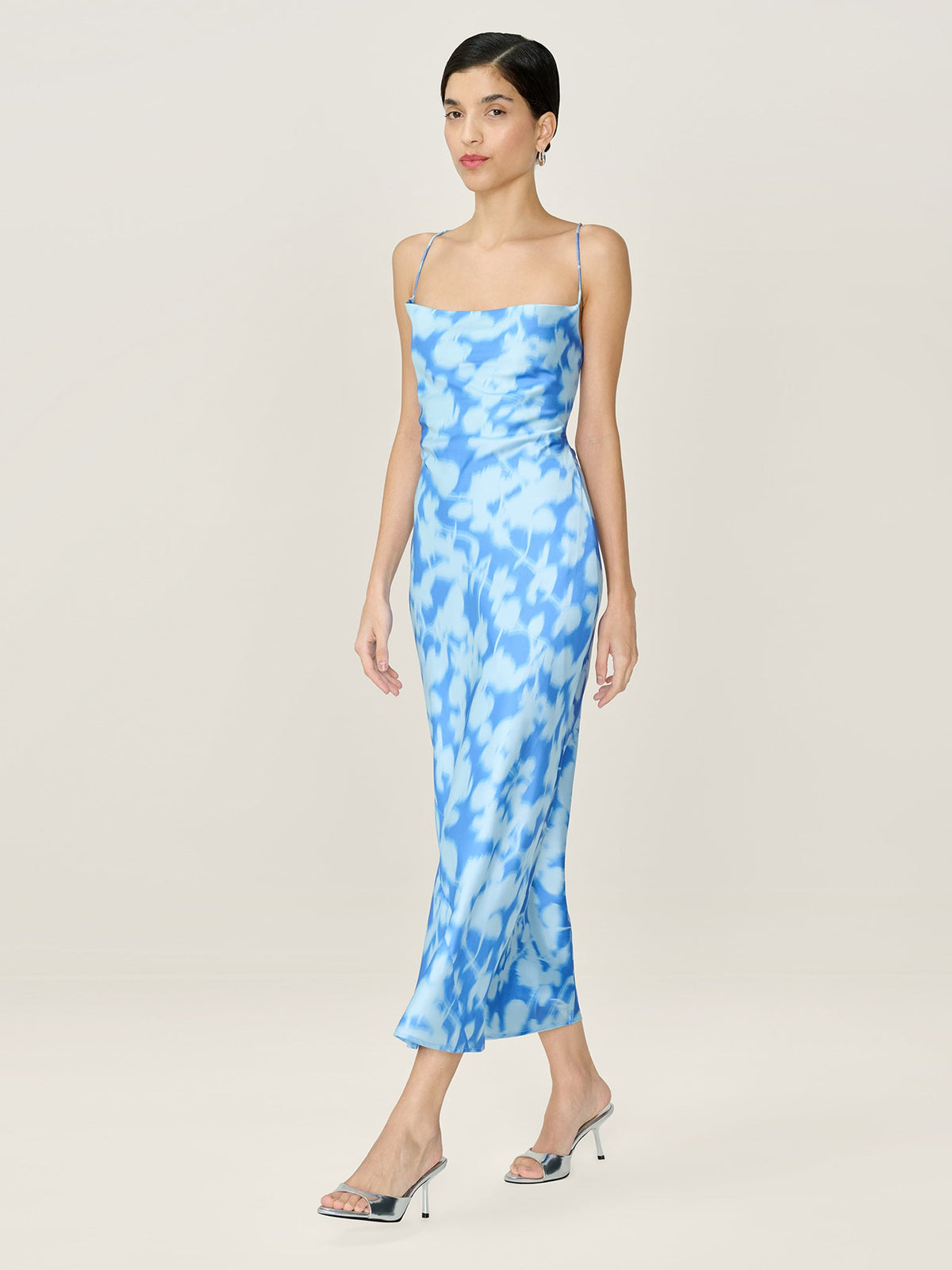 Riviera Dress in Blue Blurred Floral