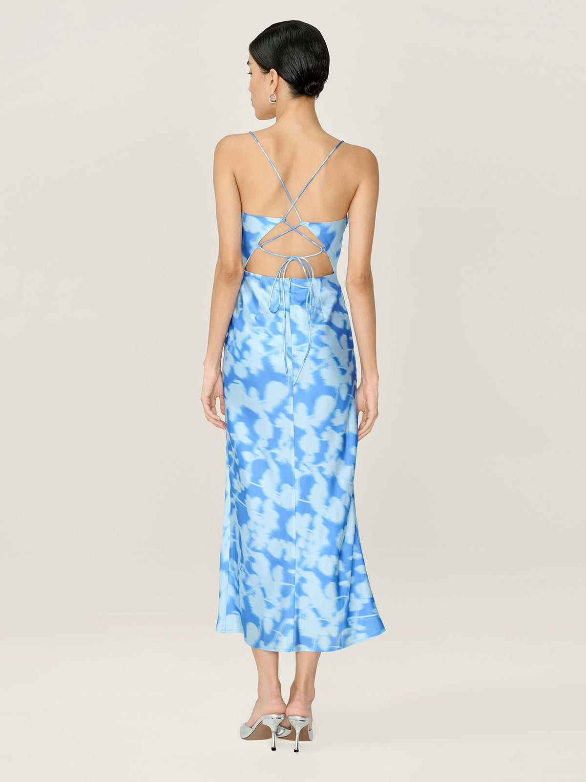Riviera Dress in Blue Blurred Floral